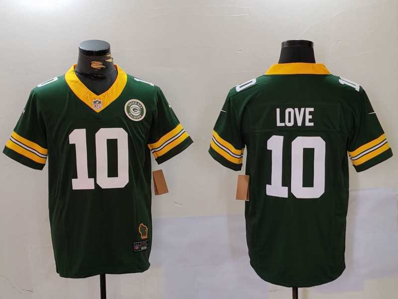 Men%27s Green Bay Packers #10 Jordan Love Green 2023 F.U.S.E. With Patch Limited Stitched Jersey